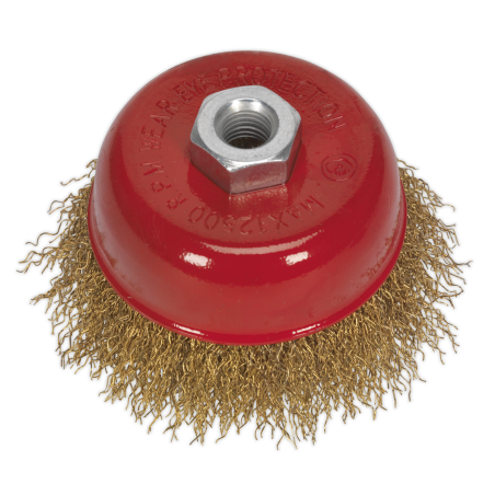 Brosse Boisseau Fil Serti Acier Laitonné Ø75mm M10 x 1,5mm