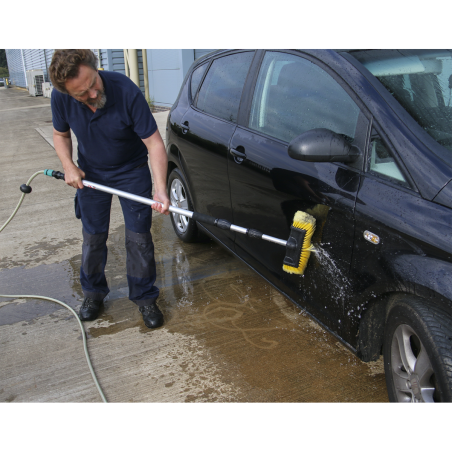 Brosse Flo-Thru à 5 côtés avec manche télescopique de 3 m