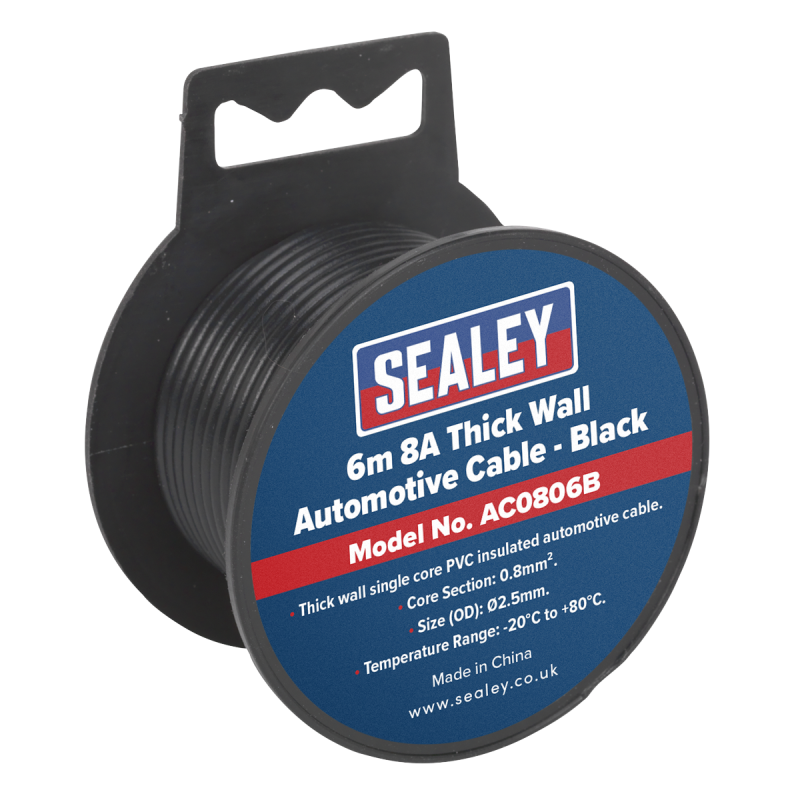 Automotive Cable Thick Wall 8A 6m Black