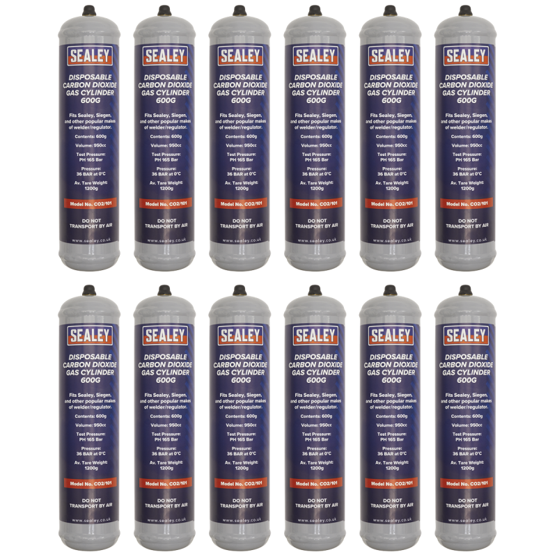 Disposable Carbon Dioxide Gas Cylinder 600g - Box of 12