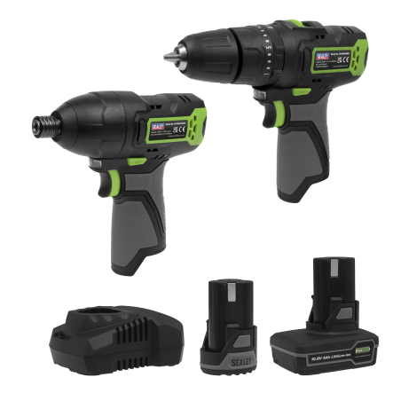 2 x 10.8V SV10.8 Series Combi Drill & Impact Driver Kit - 2 Batteries & Euro Plug