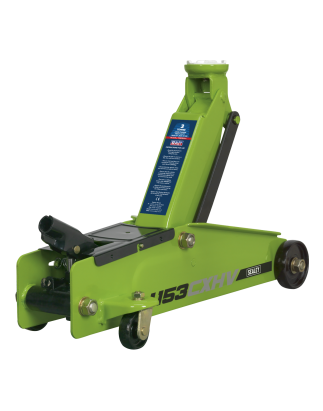 Long Reach Heavy-Duty Trolley Jack 3 Tonne - Green