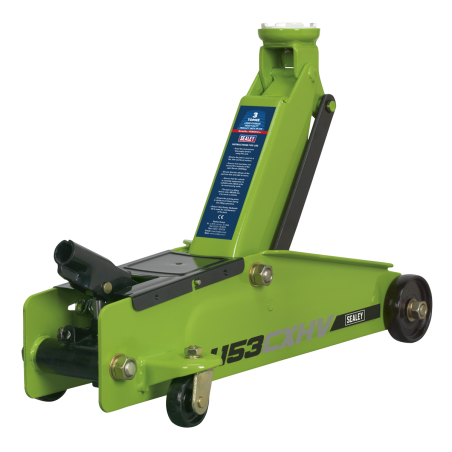 Long Reach Heavy-Duty Trolley Jack 3 Tonne - Green