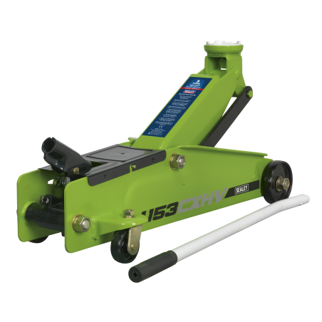 Long Reach Heavy-Duty Trolley Jack 3 Tonne - Green