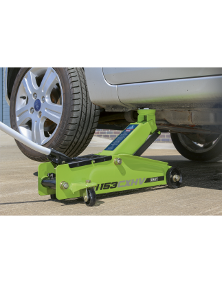 Long Reach Heavy-Duty Trolley Jack 3 Tonne - Green