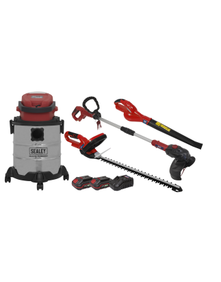 4 x 20V SV20 Series Cordless Garden Power Tool Combo Kit - 2 Batteries