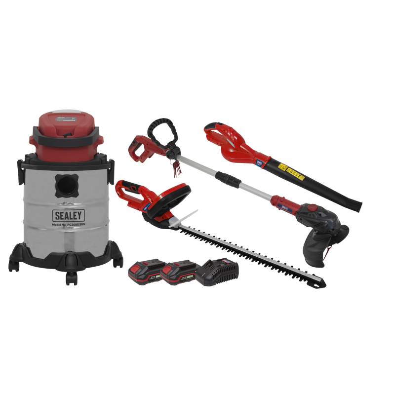 4 x 20V SV20 Series Cordless Garden Power Tool Combo Kit - 2 Batteries