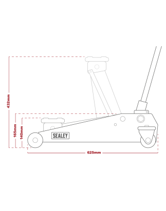 Cric chariot robuste à longue portée, 3 tonnes, vert