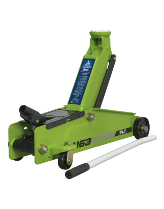 Long Reach Heavy-Duty Trolley Jack 3 Tonne - Green