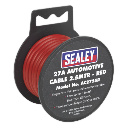 Automotive Cable Thick Wall 27A 2.5m Red