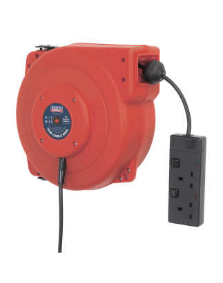 Cable Reel System Retractable 10m 2 x 230V Socket