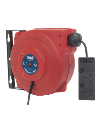 Cable Reel System Retractable 15m 2 x 230V Socket