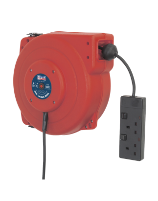 Cable Reel System Retractable 15m 2 x 230V Socket