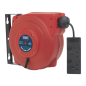 Cable Reel System Retractable 15m 2 x 230V Socket