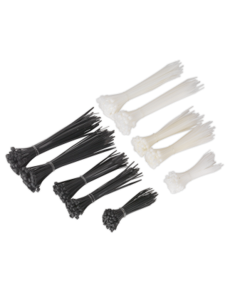 Assortiment de serre-câbles noir/blanc, paquet de 600