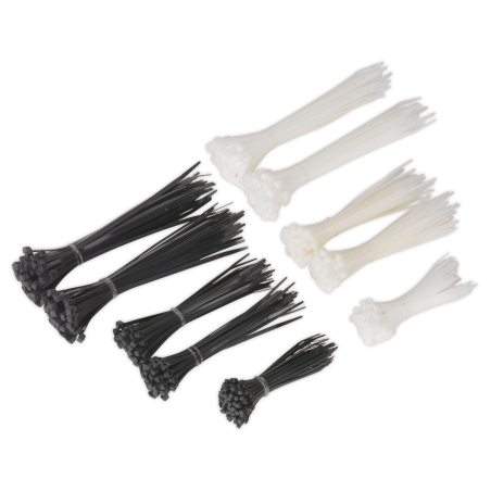 Assortiment de serre-câbles noir/blanc, paquet de 600