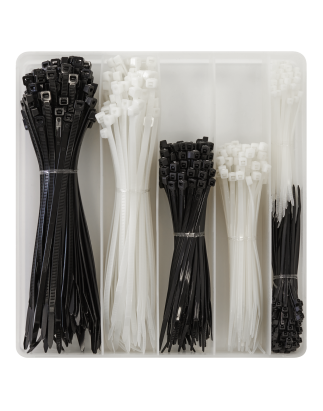 Cable Tie Assortment Black/White Pack of 600