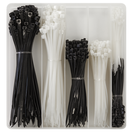 Cable Tie Assortment Black/White Pack of 600