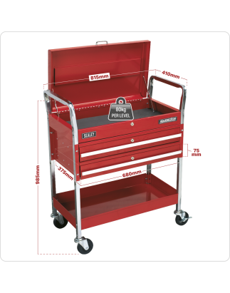 Trolley 2-Level Heavy-Duty with Lockable Top