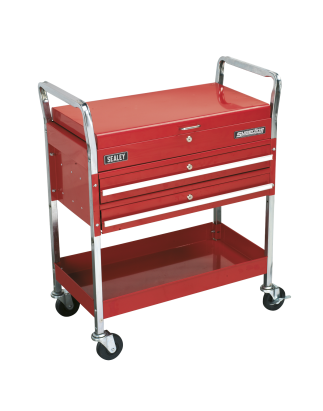 Trolley 2-Level Heavy-Duty with Lockable Top & 2 Drawers