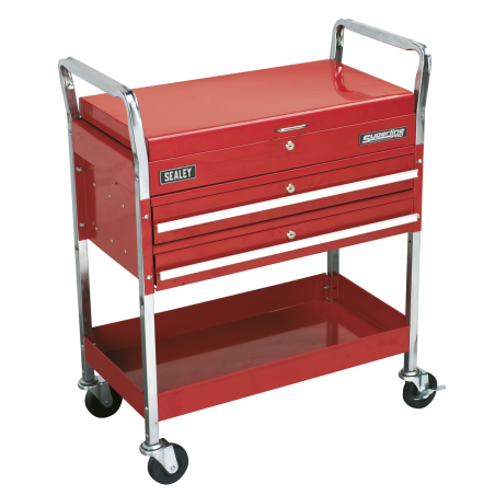 Trolley 2-Level Heavy-Duty with Lockable Top & 2 Drawers