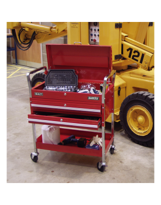 Trolley 2-Level Heavy-Duty with Lockable Top & 2 Drawers