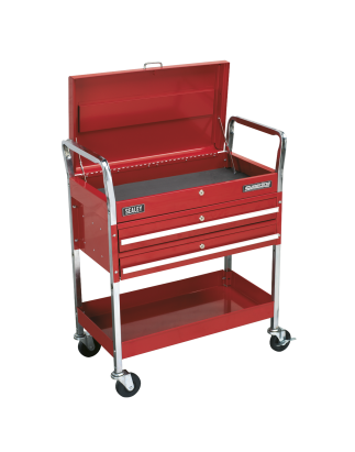 Trolley 2-Level Heavy-Duty with Lockable Top & 2 Drawers