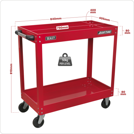 Chariot d'atelier 2 niveaux robuste