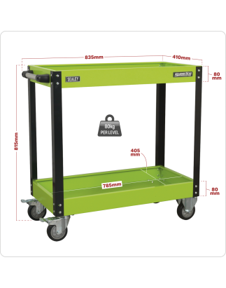 Workshop Trolley 2-Level Heavy-Duty - Hi-Vis Green