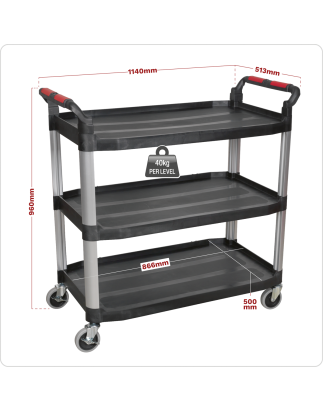 Workshop Trolley 3-Level Composite - 3 Wall