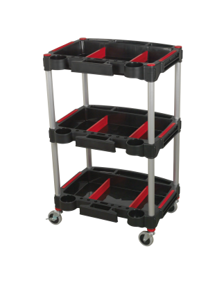 Workshop Trolley 3-Level Composite with Parts Storage