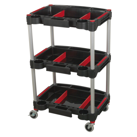 Workshop Trolley 3-Level Composite with Parts Storage