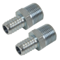 PCL Screwed Tailpiece Male 1/2"BSPT - 1/2" Hose - Pack of 2