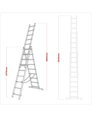 Extension Combination Ladder 3 x 9 Aluminium - BS EN 131