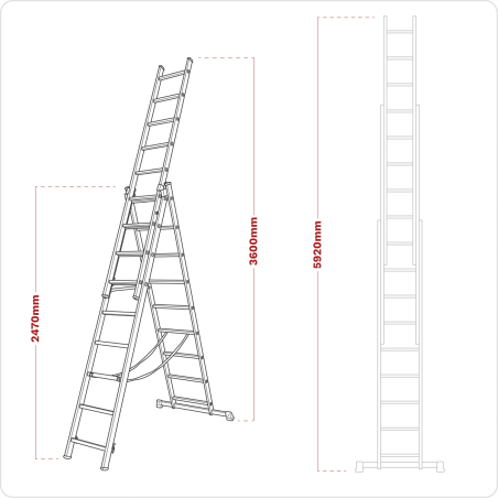 Échelle combinée à extension 3 x 9 aluminium - BS EN 131