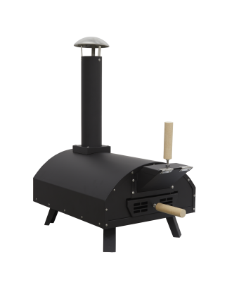 Dellonda Portable Wood-Fired 14" Pizza & Smoking Oven - Black/Stainless Steel