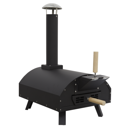 Dellonda Portable Wood-Fired 14" Pizza & Smoking Oven - Black/Stainless Steel