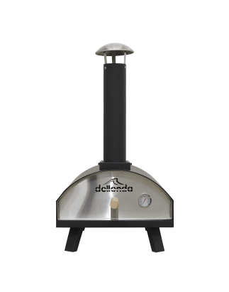 Dellonda Portable Wood-Fired 14" Pizza & Smoking Oven - Black/Stainless Steel