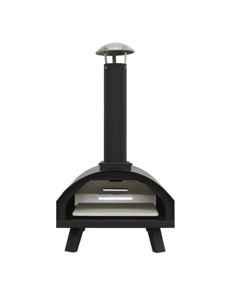 Dellonda Portable Wood-Fired 14" Pizza & Smoking Oven - Black/Stainless Steel