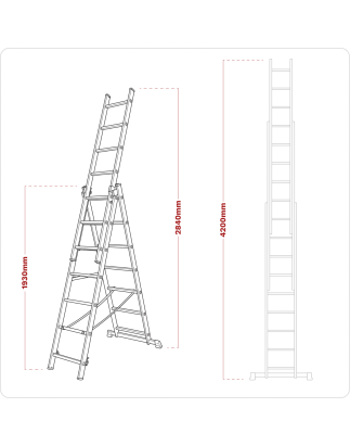 Échelle combinée à extension 3 x 7 aluminium - BS EN 131