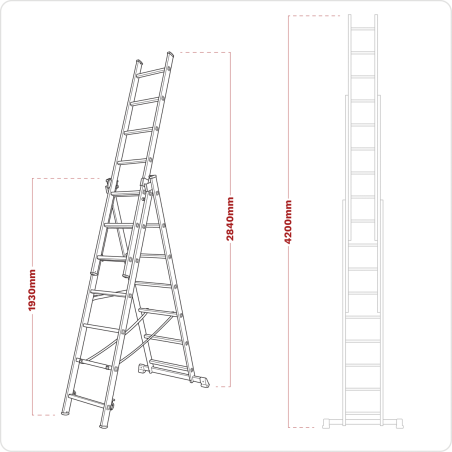 Échelle combinée à extension 3 x 7 aluminium - BS EN 131