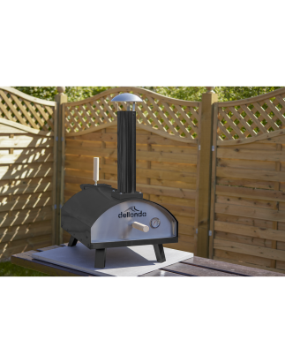 Dellonda Portable Wood-Fired 14" Pizza & Smoking Oven - Black/Stainless Steel