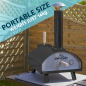 Dellonda Portable Wood-Fired 14" Pizza & Smoking Oven - Black/Stainless Steel