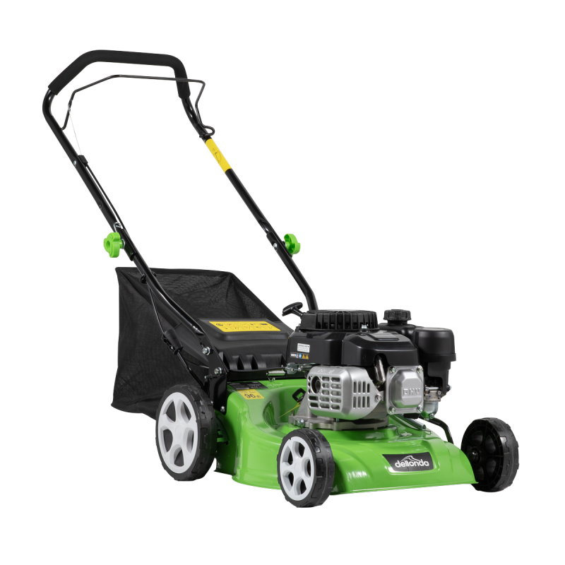 Dellonda Hand-Propelled Petrol Lawnmower Grass Cutter, 132cc 16"/40cm 4-Stroke