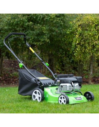 Dellonda Hand-Propelled Petrol Lawnmower Grass Cutter, 132cc 16"/40cm 4-Stroke