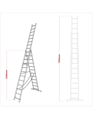 Échelle combinée à extension 3 x 12 aluminium - BS EN 131