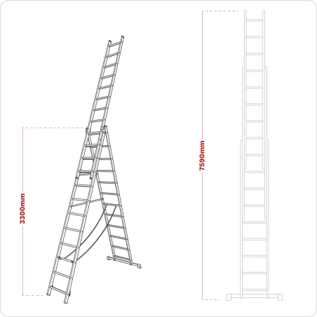 Échelle combinée à extension 3 x 12 aluminium - BS EN 131