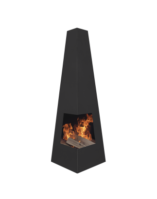 Dellonda Chiminea, Wood Burner, Heater for Outdoors W45cm x H150cm - Black Steel