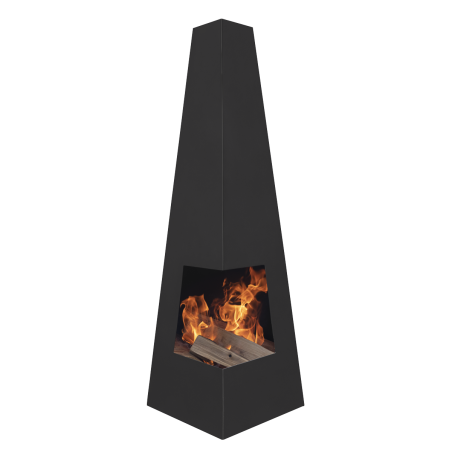 Dellonda Chiminea, poêle à bois, chauffage pour extérieur L45 cm x H150 cm – Acier noir