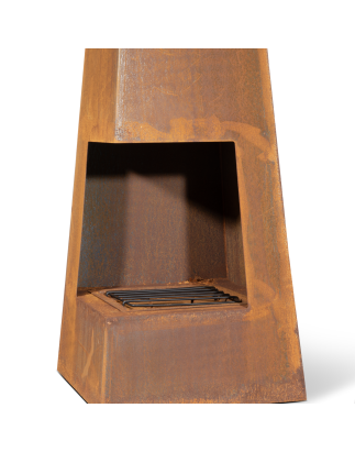 Dellonda Chiminea, poêle à bois, chauffage pour extérieur L45 cm x H150 cm, acier Corten